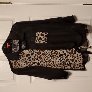 Bongo Colorblock Leopard & Lace Shirt